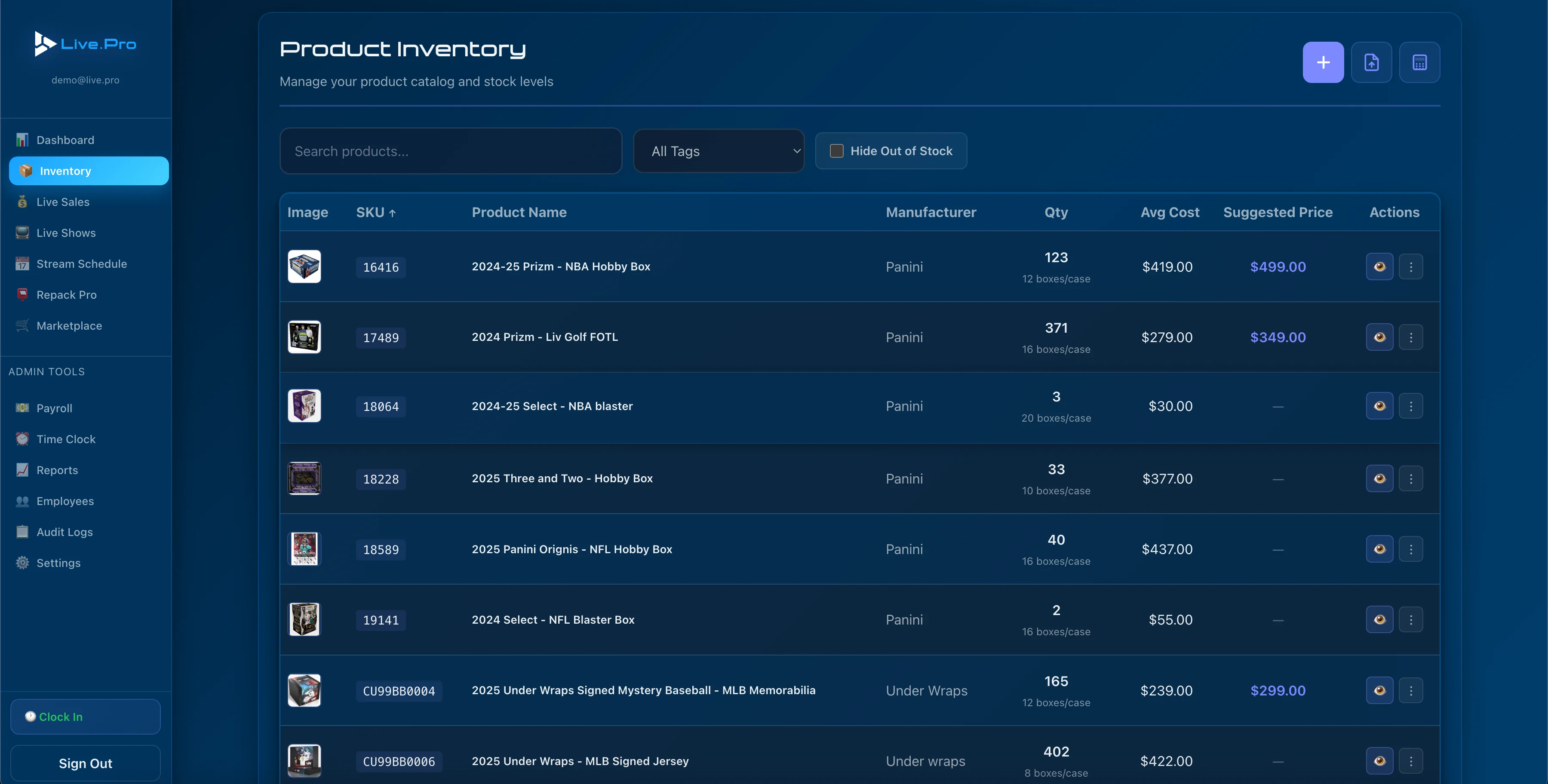 Live Pro Inventory Management